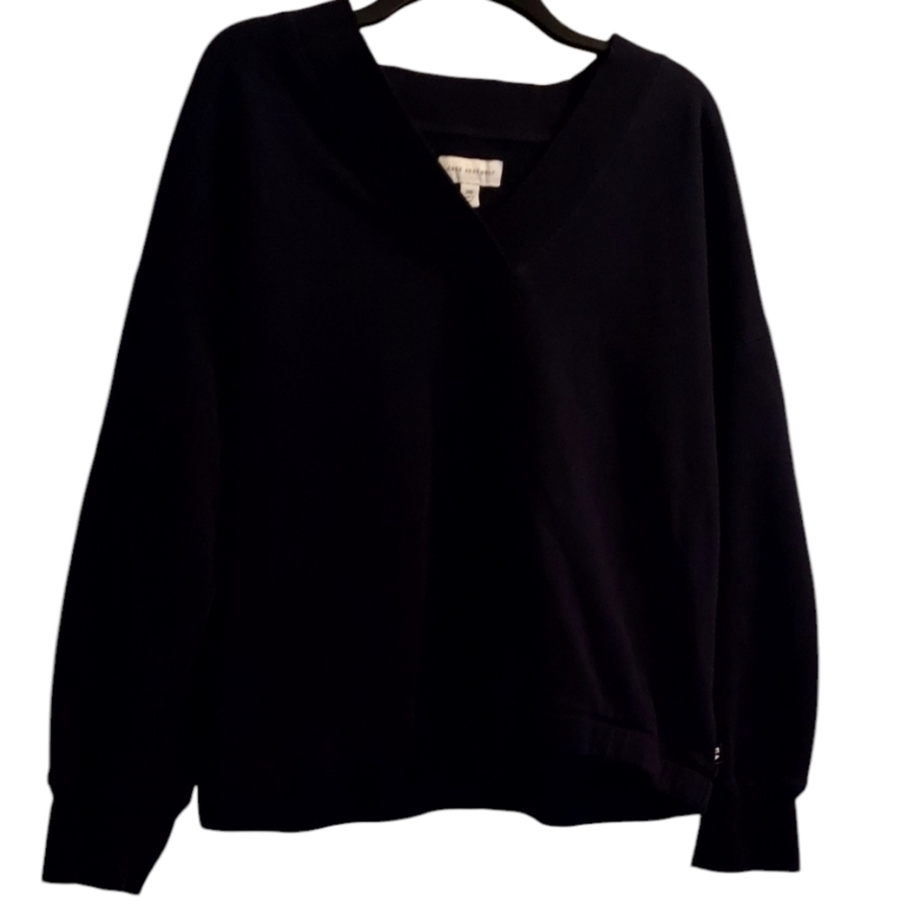 Free assembly Blue V-Neck Sweater with Long Sleeves and Relaxed Fit